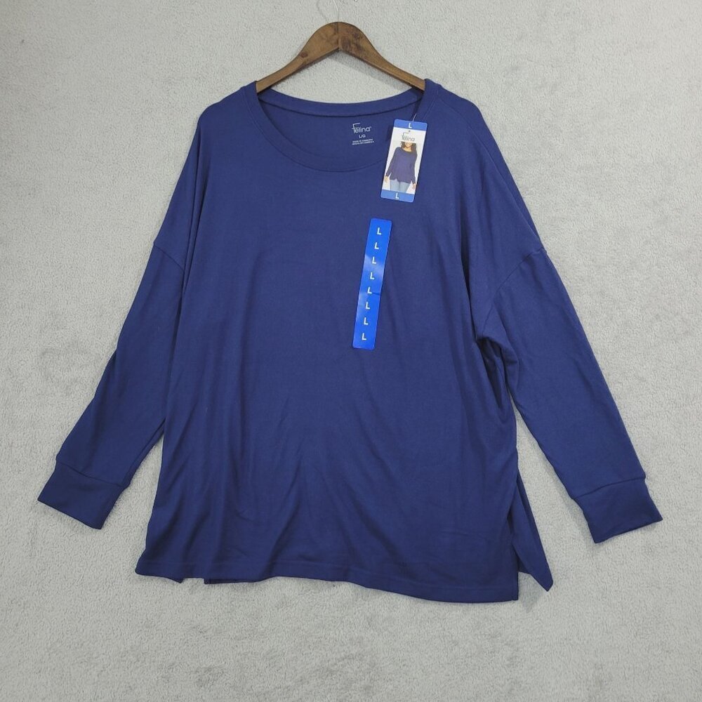 NEW Felina Womens Relaxed Fit Long Sleeve Top Lightweight Stretchy L// 25CT